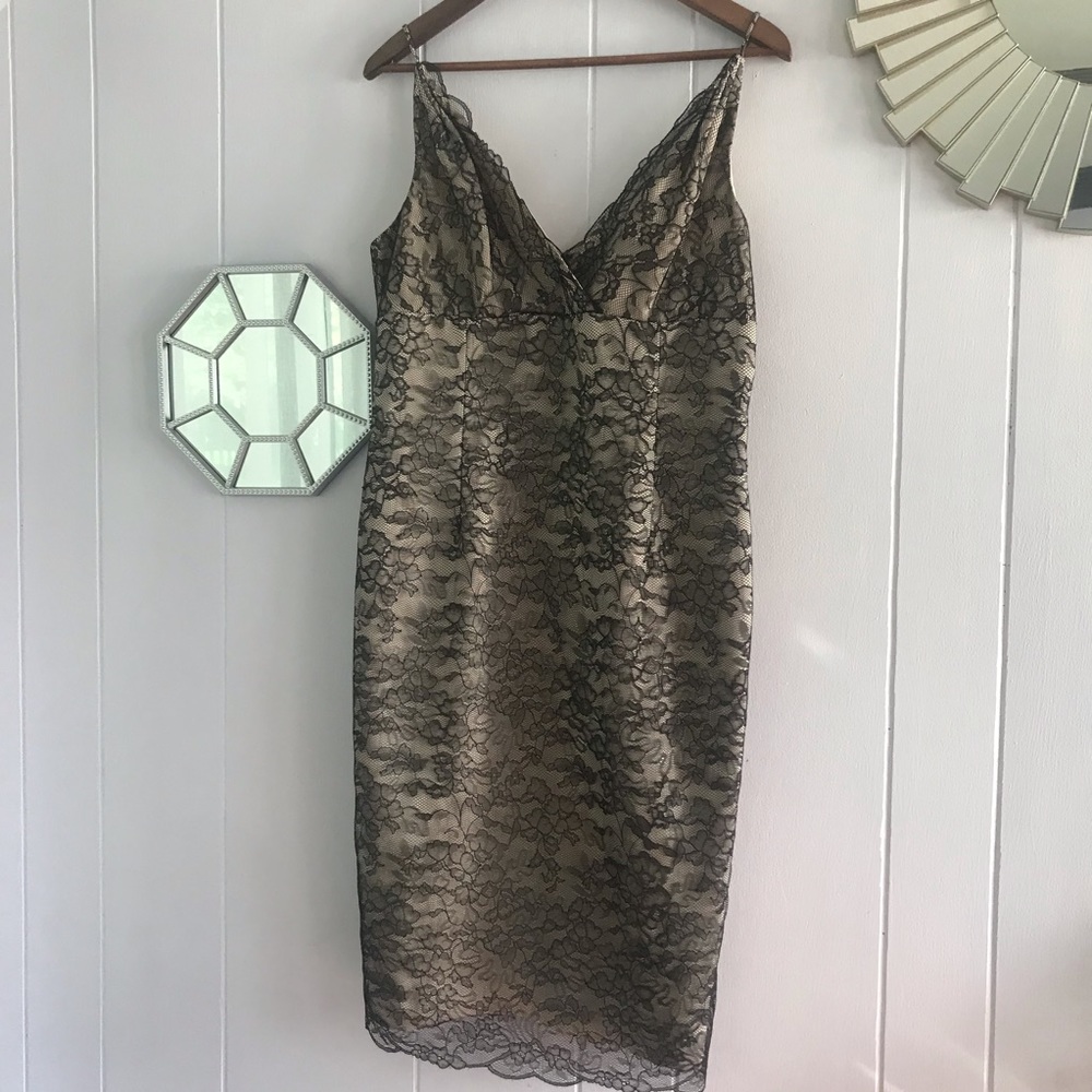 Kathlin Argiro Atelier Black Nude Lace Strap Dress
